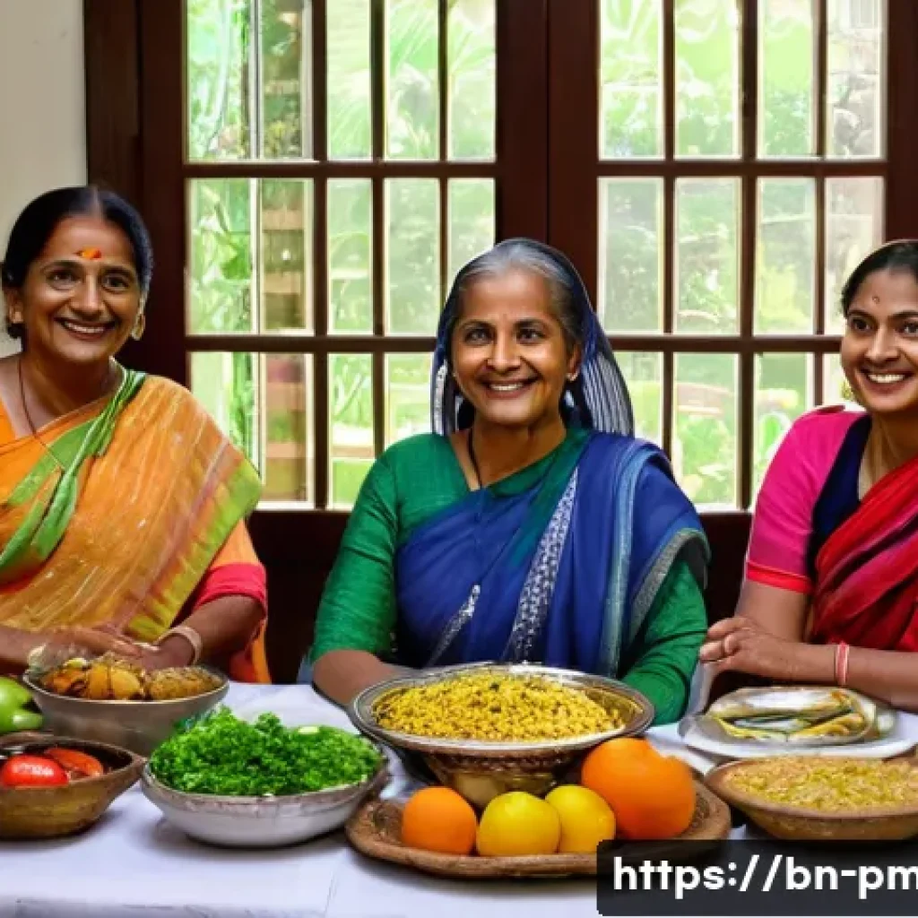 예방의학 실무 사례와 해결 방법 - A vibrant and detailed scene of a Bengali family enjoying a healthy meal together in a traditional h...
