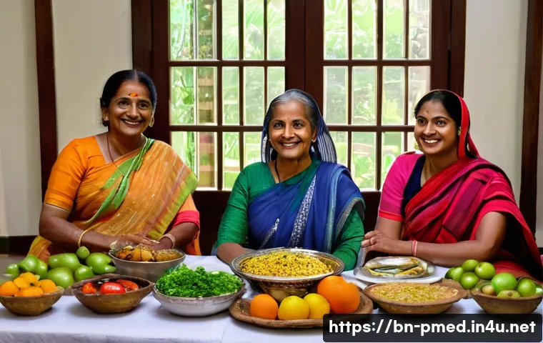 예방의학 실무 사례와 해결 방법 - A vibrant and detailed scene of a Bengali family enjoying a healthy meal together in a traditional h...